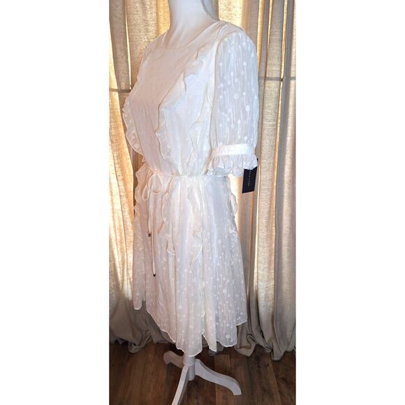 Tommy Hilfiger White Chiffon Ruffled Fit & Flare Dress Size 8 NWT - Picture 6 of 16